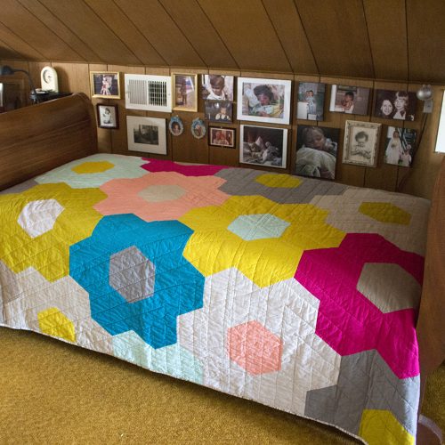 Monster-Sized Hexy Quilt in Cirrus Solids