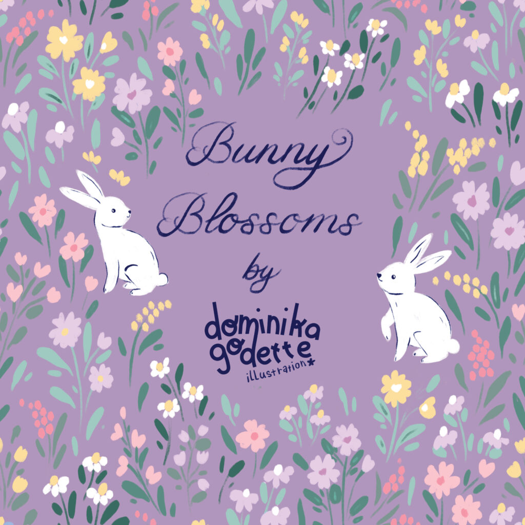 Bunny Blossoms 100% organic cotton quilter's weight fabric by Dominika Godette for Cloud9 Fabrics.